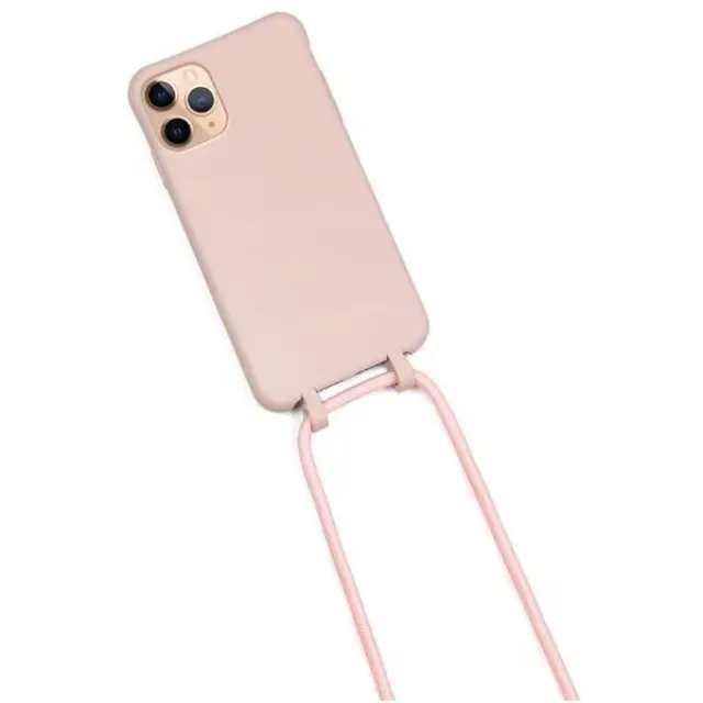 Θήκη Σιλικόνης Candy Color TPU με Κορδόνι για iPhone 12 Pro MAX–PINK SAND