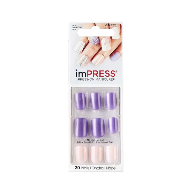 KISS Impress Press-On Manicure | Απόχρωση Λιλά/Ροζ