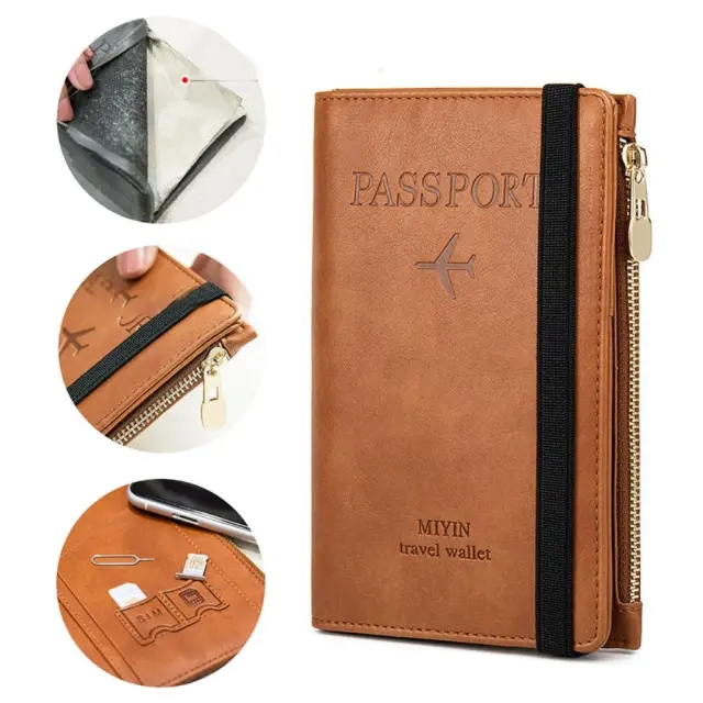 RFID Signal Block Passport & Credit Card Case Θήκη Καρτών και Διαβατηρίου Με Φερμουάρ - Μπλε ΟΕΜ 3