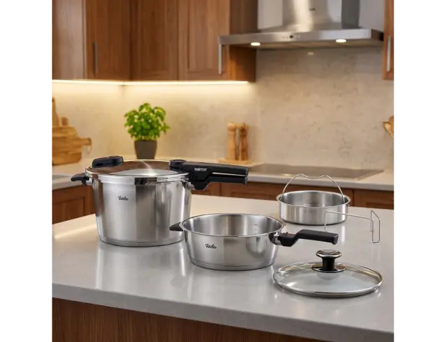 Σετ Χύτρες Ταχύτητας Fissler Premium Vitaquick με καλάθι ατμού, διάμετρο 26cm και χωρητικότητες 4lt/8lt - 2 τεμάχια