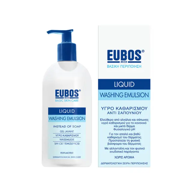 EUBOS Basic Care Blue Liquid Washing Emulsion Υγρό Καθαρισμού Προσώπου και Σώματος Χωρίς Άρωμα 400ml 2