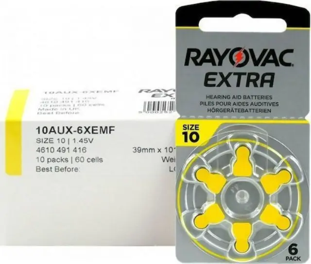 Rayovac Extra 10 μπαταρίες ακουστικών βαρηκοΐας 1.4V 60τμχ