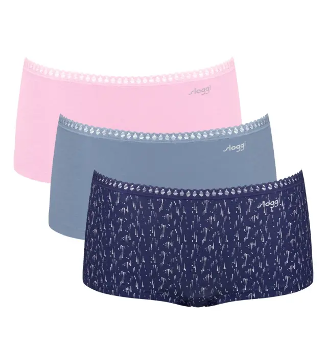 Sloggi Βαμβακερά Σλιπ Go Crush H Short C3P Συνδυασμός Μπλε Ροζ 3-Pack - S 2