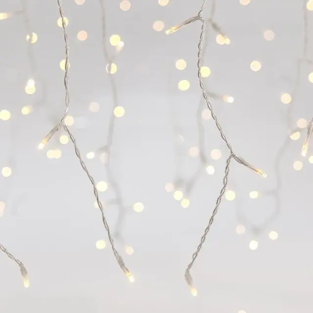 Κουρτίνα 240 LED Με Επέκταση Ως 3 Μετασχηματιστή Προέκταση 300cm Διάφανο Καλώδιο Θερμό Λευκό Φως 200x100cm IP44
