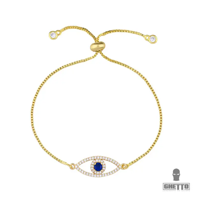 Ghetto Greek Eye Pendant Bracelet Charms Adjustable Gold