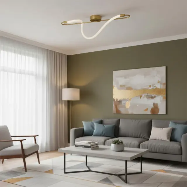 LED Μοντέρνο Φωτιστικό Οροφής GLOW 18Watt CCT σε Χρυσό Πλατίνα και Λευκό Νήμα KLV-101-0169-V2 2