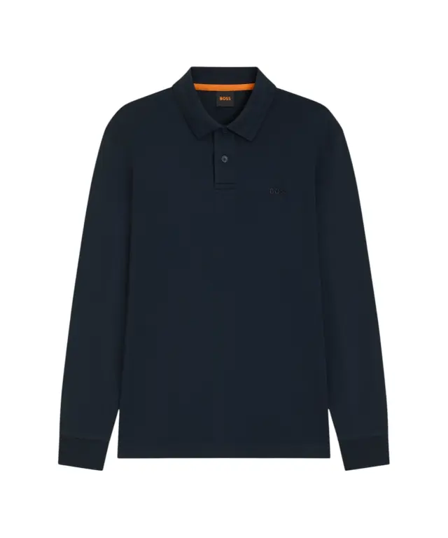 Hugo Boss - Ανδρική Μακρυμάνικη Μπλούζα Polo Pe_Interlock_Long 50527525-404 Σκούρο Μπλε