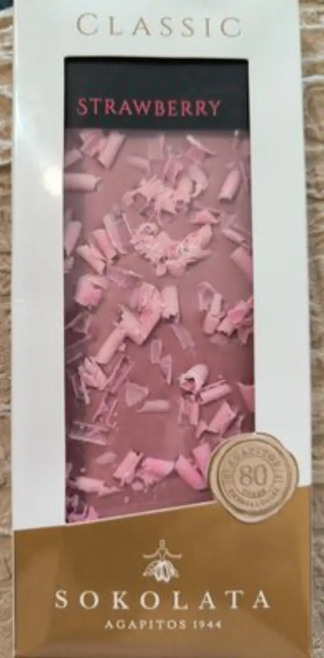 Αγάπη I.K.E. Λευκή σοκολάτα με φράουλα 100g. (0666)
