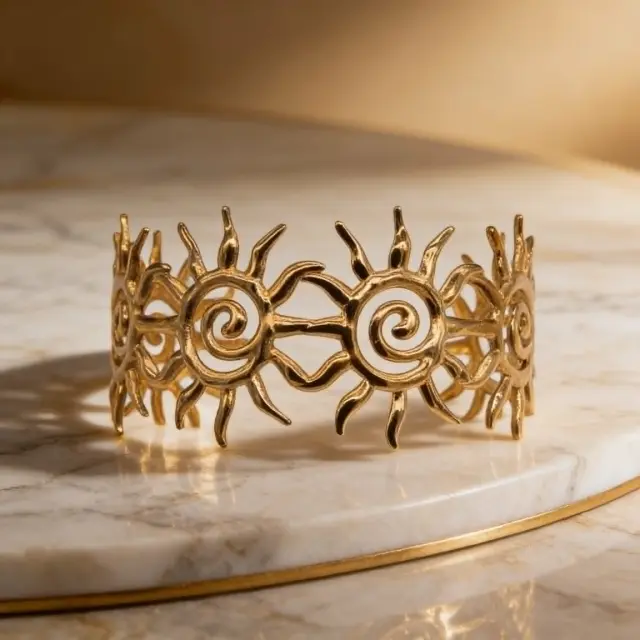 Gold Sun Cuff Bracelet
