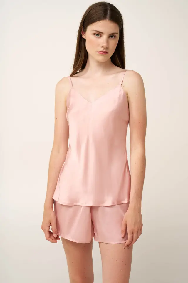 Vamp Πιτζαμάκι Baby Doll Σατέν 100% Βισκόζη Rose Dusty 3