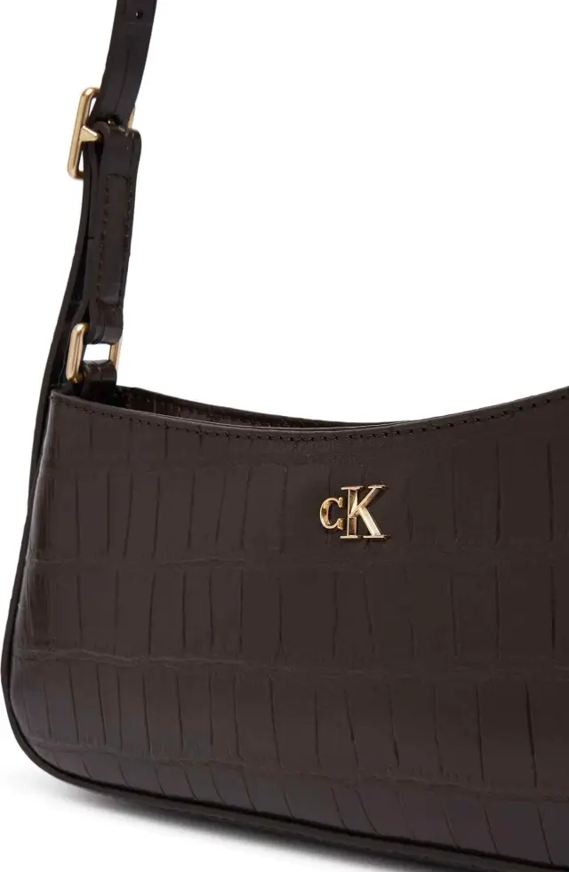 Calvin Klein Γυναικεία Μικρή Τσάντα CK Croc Small Shoulder Bag Σκούρο Καφέ 2