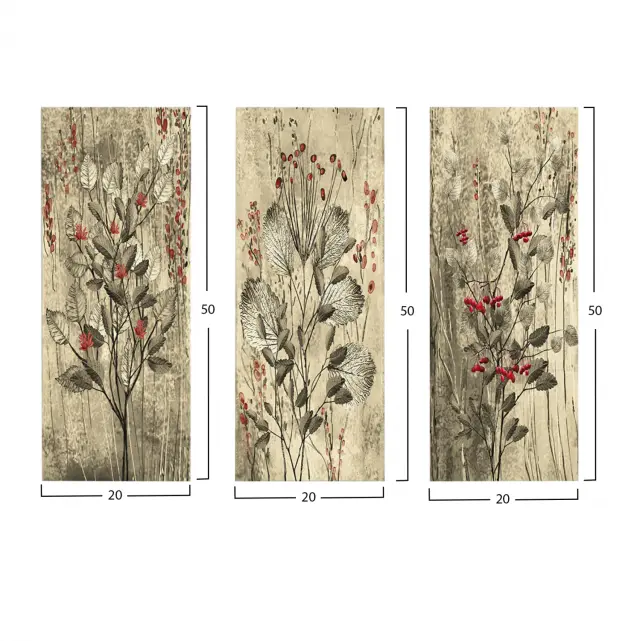 ΠΙΝΑΚΑΣ ΤΡΙΠΤΥΧΟ MDF RED FLOWERS AND BERRIES FB97204.01 60x50x0,3 εκ. 2