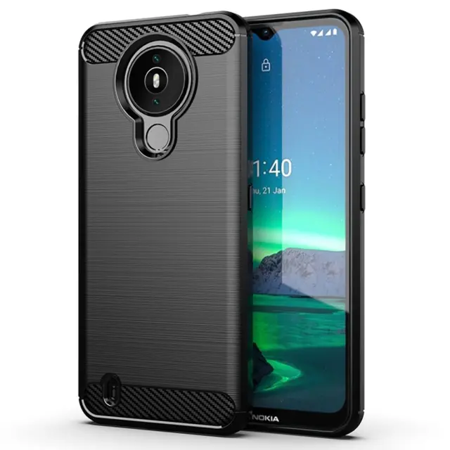 Techsuit® Carbon Προστατευτική Θήκη Σιλικόνης Για Nokia 1.4- Black