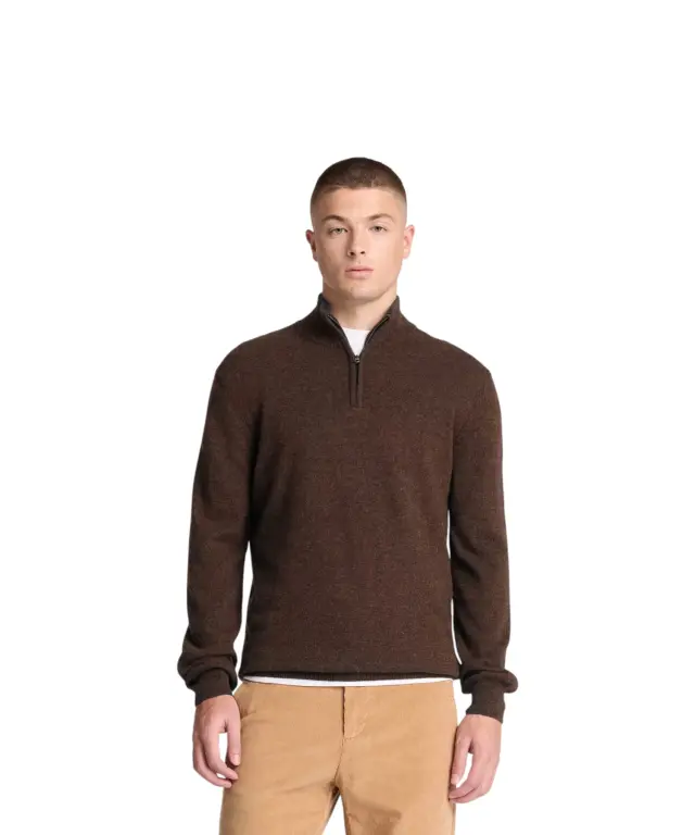 Timberland - Ανδρικό Πουλόβερ Jaffrey Wool Quarter-Zip Jumper TBC0YHA1C36 Καφέ - S