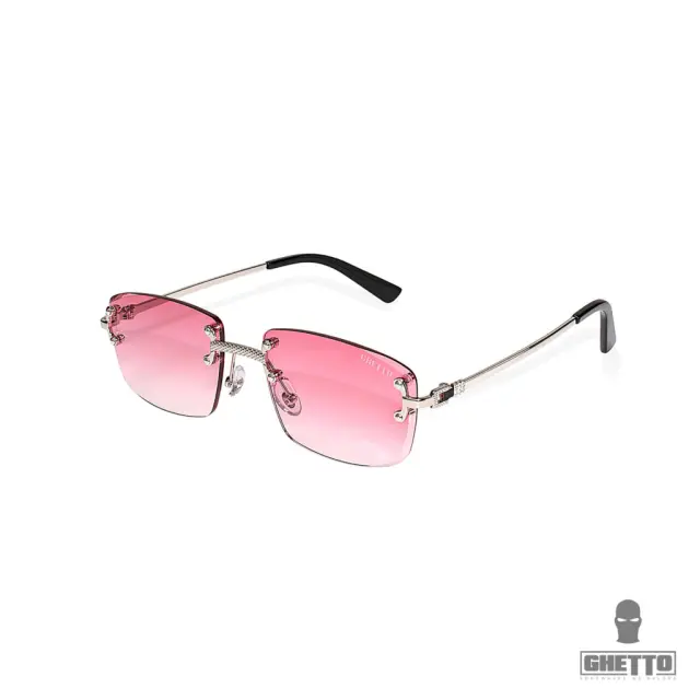 Ghetto Palette Sunglasses Silver Frame Unisex Ocean Red