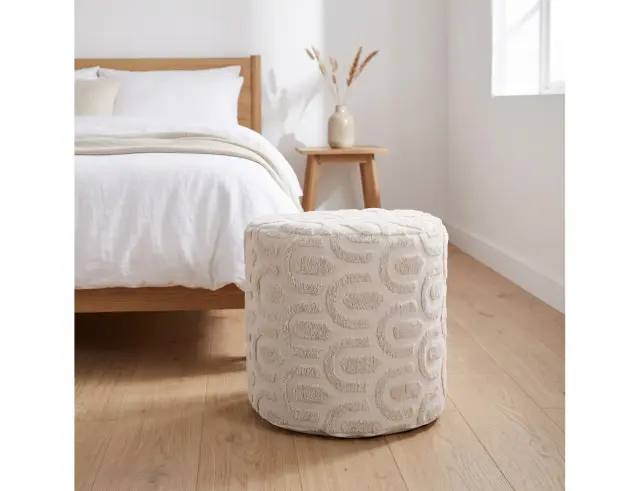 Σκαμπό Πουφ H&S Collection με διαστάσεις 40x40x38cm - Off White HZ1601350
