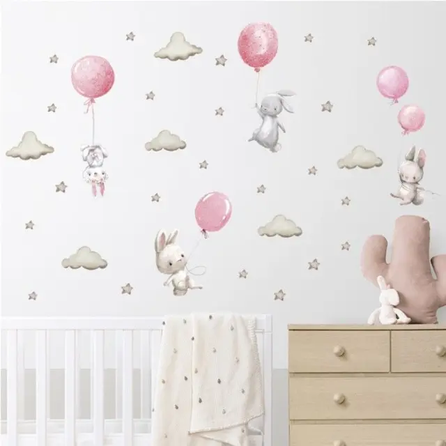 Sipo Wall Sticker Bunny Balloons Pink