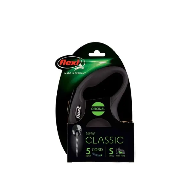 Flexi Classic Αυξομειούμενος Οδηγός Κορδόνι 5m έως 12kg Μαύρο Small 2