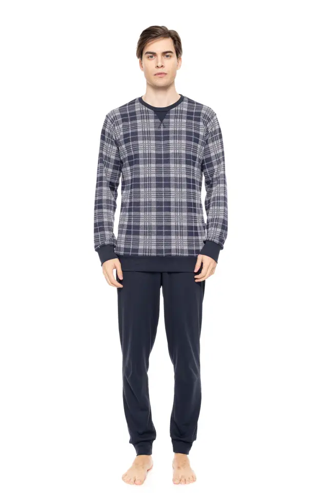 W-M719 - Type - PYJAMA JACQUARD BLUE GREY PLAID - XXL