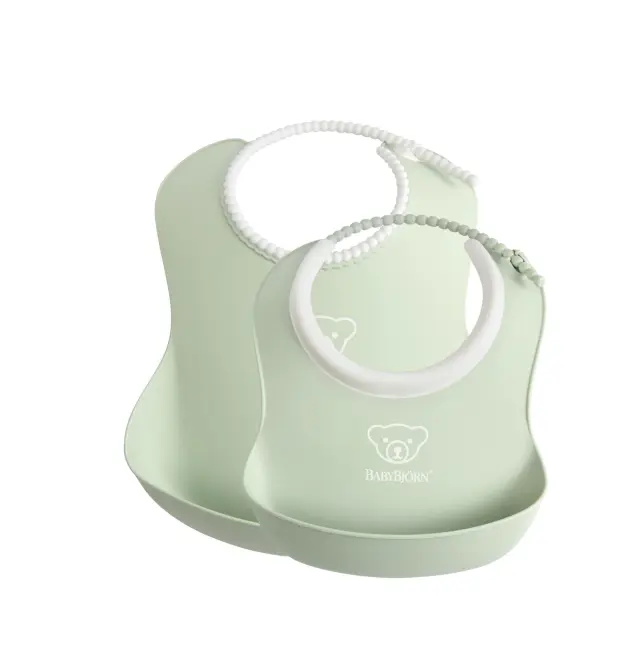 BABYBJÖRN Baby Bib, Powder Green 2-pack 7317680467614