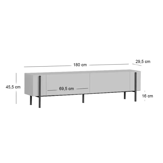 Έπιπλο τηλεόρασης Nexus Megapap χρώμα travertine - χρυσό 180x30x45,5εκ. 2