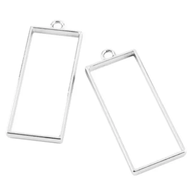 Μεταλλικό Κρεμαστό Open Back - Rectangle - 49x20x3.5mm - Platinum - 4τεμ