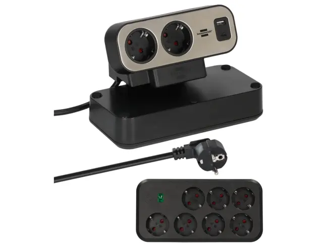 Επιτραπέζιο Πολύπριζο Ασφαλείας Estilo Brennenstuhl - 9x Schuko - 1x USB-A, 1x USB-C - 19.500A - Με Διακόπτη On/Off - Καλώδιο 2m - Black1153580210