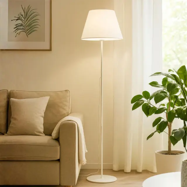 Φωτιστικό δαπέδου Vilo Megapap E27 μεταλλικό - ύφασμα Pvc χρώμα λευκό Ø35x152εκ. 2