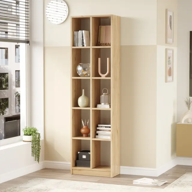 Βιβλιοθήκη Oteca 10θέσεων pakoworld oak 51.1x25.4x180εκ 2