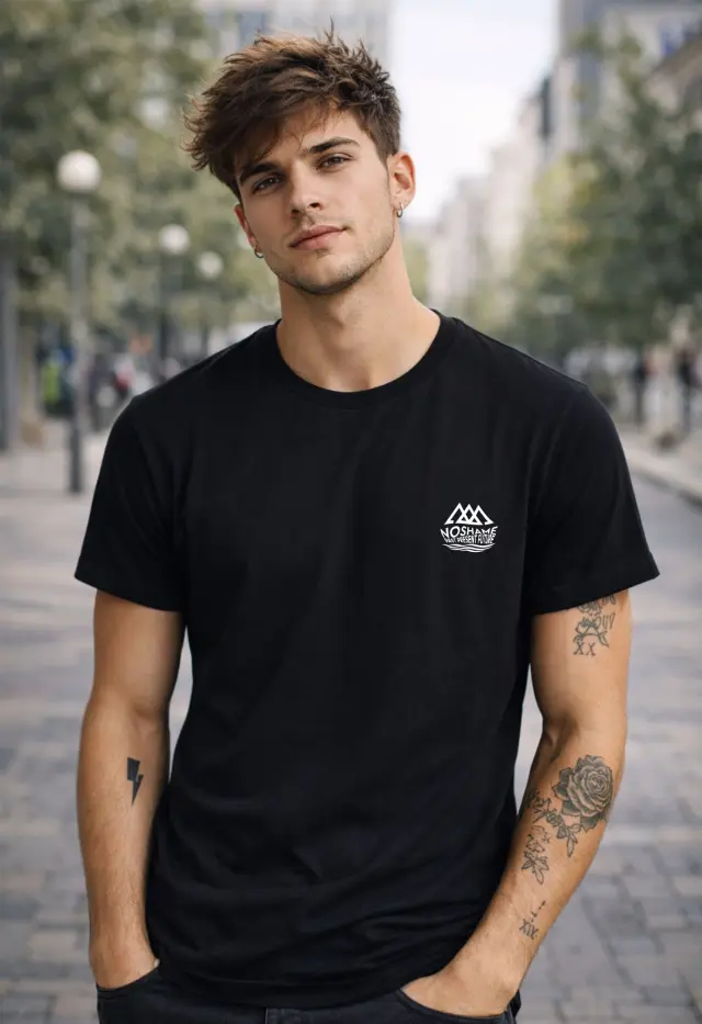 T-shirt Noshame® Μαύρο με τύπωμα - 142620 - XXL