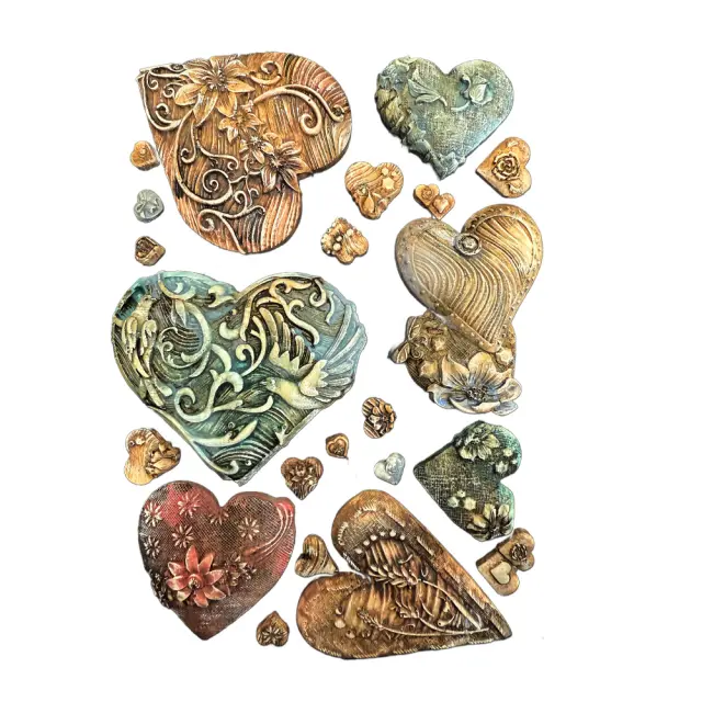 Καλούπι σιλικόνης A5, 15×21cm, Stamperia, Alice in Christmas, Simple Hearts 2