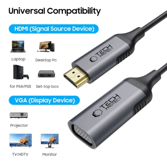 Tech-protect Ultraboost Adapter Hdmi To Vga Full Hd 60hz Black 2