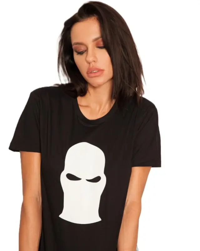 Ghetto White Mask Black T-Shirt | Unisex 3
