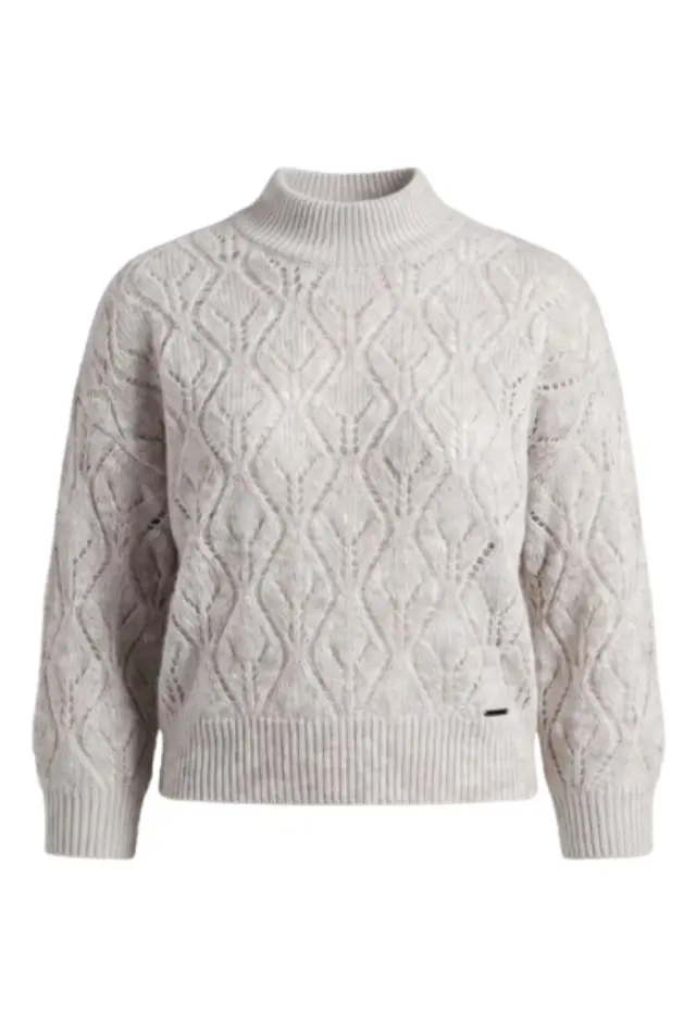 Funky Buddha γυναικείο relaxed fit πλεκτό πουλόβερ με διάτρητη πλέξη FBL014-124-09-3
