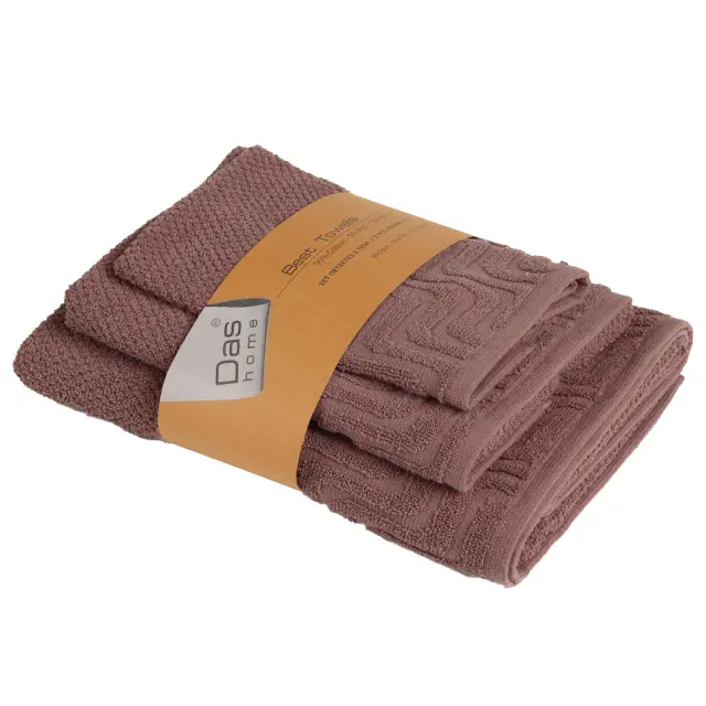 Σετ 3Τεμ Πετσέτες 30x50-50x90-70x140 550gsm Best Das Home 0879 Dark Nude 95% Βαμβάκι-5% Πολυέστερ
