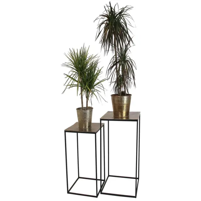 Τραπεζάκι Μαύρο Αλουμίνιο 45x45x70cm Σετ 2Τμχ 2