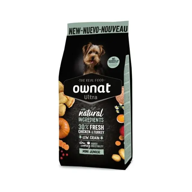 Ownat Ultra Low Grain Junior Mini Chicken & Turkey 400gr Μονόχρωμο