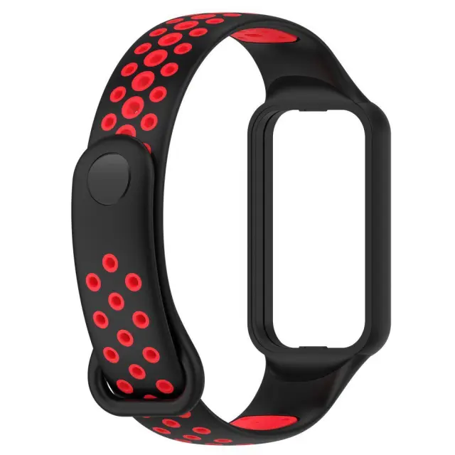 Ανταλλακτικό Λουράκι Σιλικόνης για Xiaomi Redmi Smart Band 2/8 Active – Black/ Red OEM 3