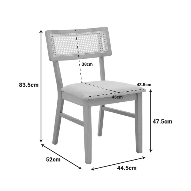 Καρέκλα Raffles pakoworld rubberwood με pe rattan και γκρι μπεζ ύφασμα 47x48x83.5εκ | Συσκευασία 2 τμχ 2