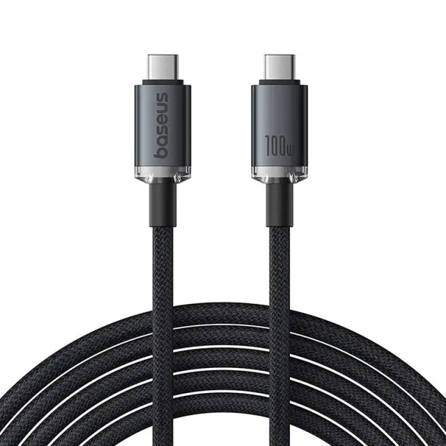 Καλώδιο γρήγορης φόρτισης Baseus Crystal Shine USB-C σε USB-C 100W, 1,5m, 20Gb (μαύρο)