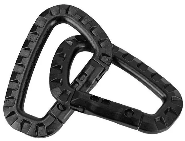 MIL-TEC BLACK CARABINER ABS (2 PIECES/BLISTER)-Μαύρα Καραμπίνερ ABS (2 Τεμάχια / Blister) - 01-Black-Μαύρο