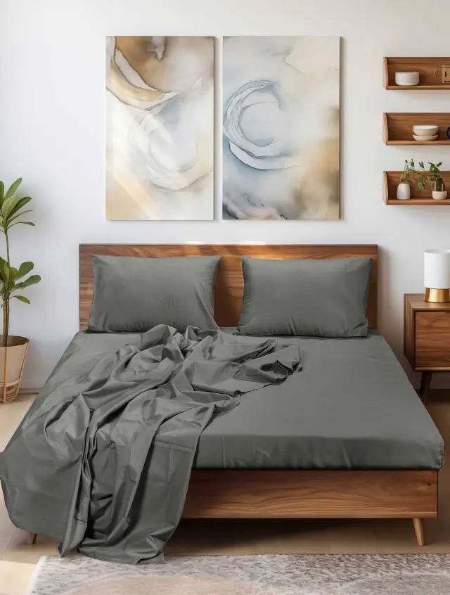 Σεντόνι SLEEK GREY MADI μονό: 170 x 260 εκ.