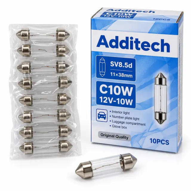 Λάμπα Σωληνωτή SV8,5d 10W 12V 11x38mm Additech