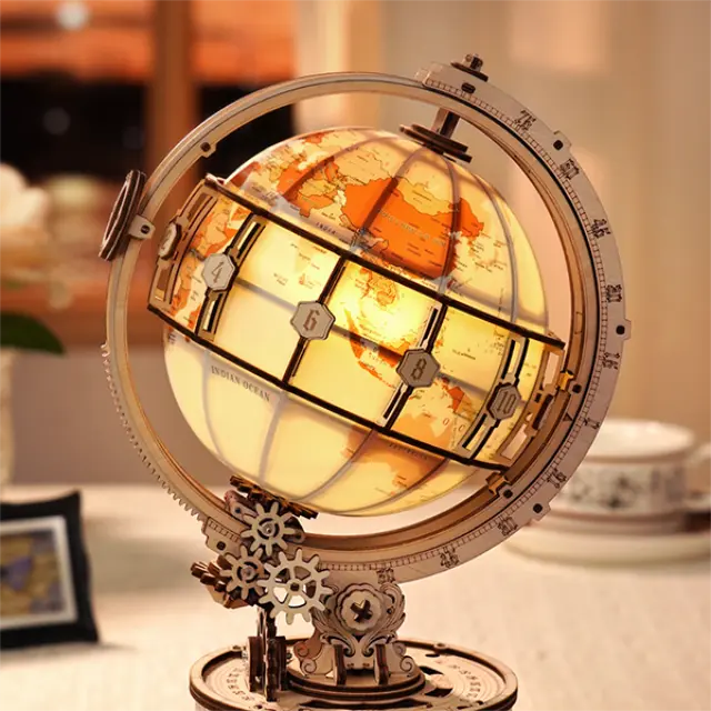 Robotime ROKR Luminous Globe 3D Ξύλινο Puzzle Υδρόγειος με Φωτισμό 185 τεμ. ST003D 2