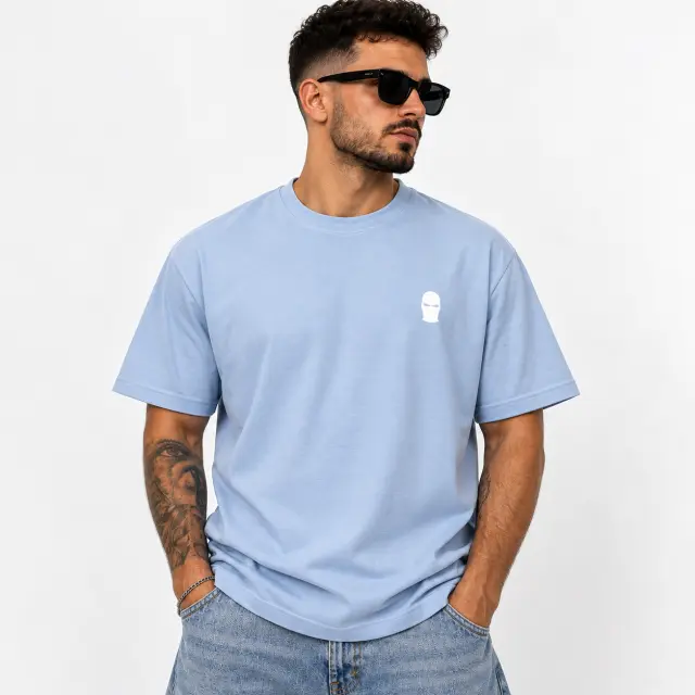 Ghetto T-shirt Light Blue – White Balaclava Logo 2