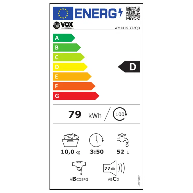 Πλυντήριο Ρούχων VOX WM1415-YT2QD 10kg 2