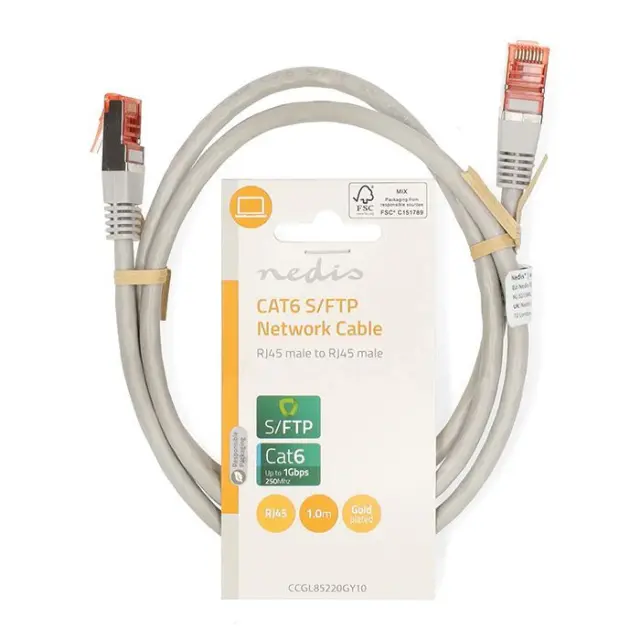NEDIS CCGL85220GY10 ΚΑΛΩΔΙΟ ΔΙΚΤΥΟΥ ΜΗΚΟΥΣ CAT 6 S/FTP 1m ΓΚΡΙ 3