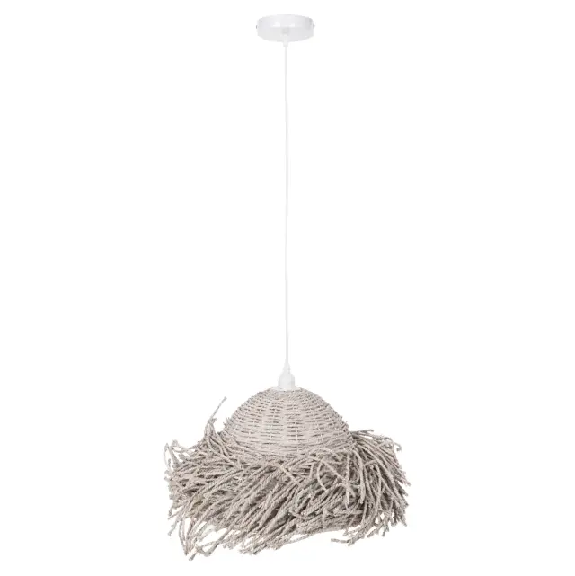 Φωτιστικό οροφής κρεμαστό Seagrass σε Whitewash χρώμα Φ50x25-135 εκ. 3