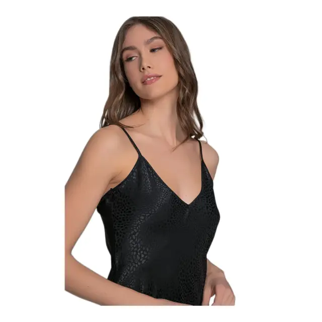 Milena Γυναικείο Νυχτικό & String Βότσαλο V Ντεκολτέ, Χρώμα Μαύρο 3
