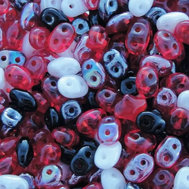 Χάντρα Superduo - Mix Ladybug - 2.5x5mm ~10gr